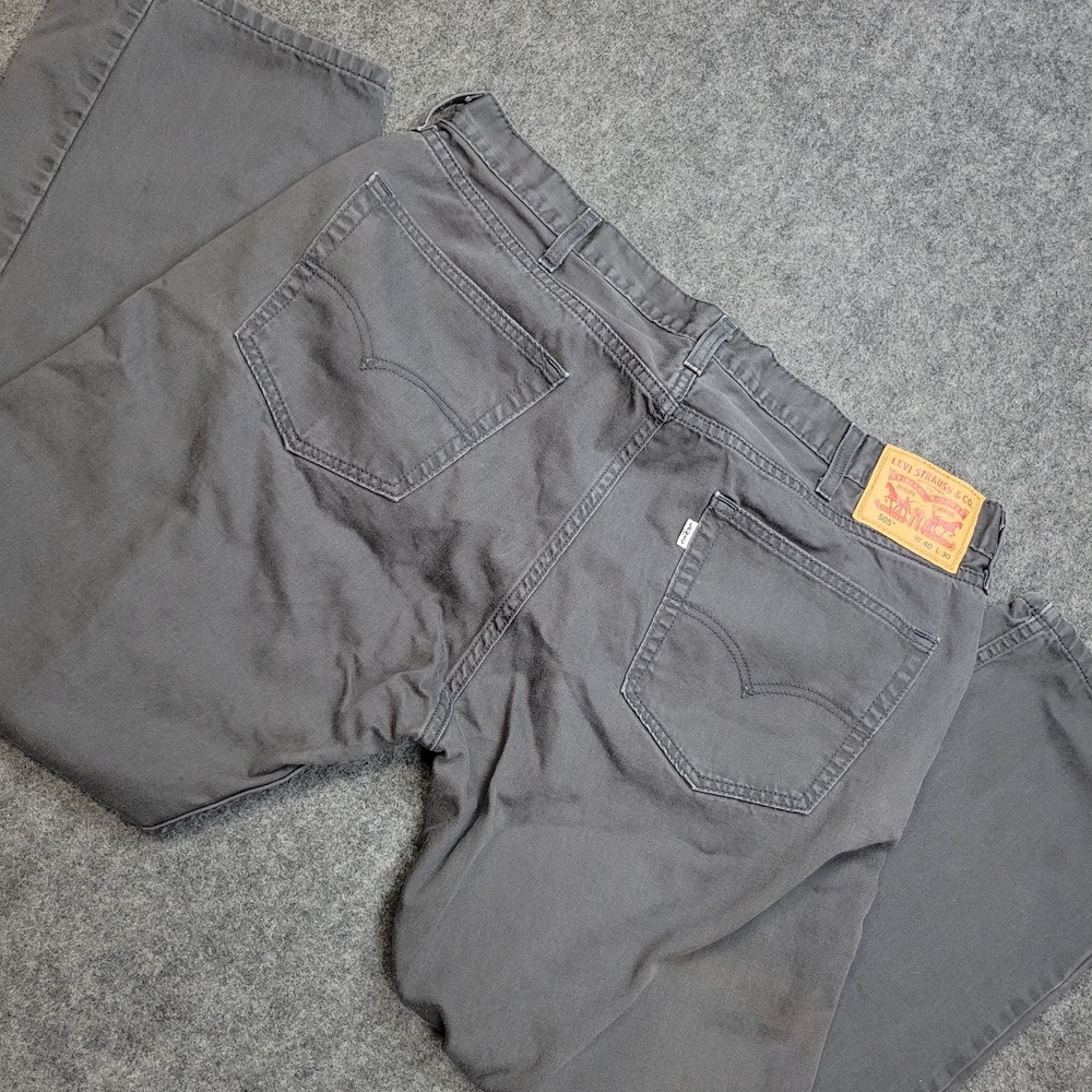 Levis 505 Jeans Mens 40x30 Charcoal Gray Denim Red Tab Classic Straight Leg